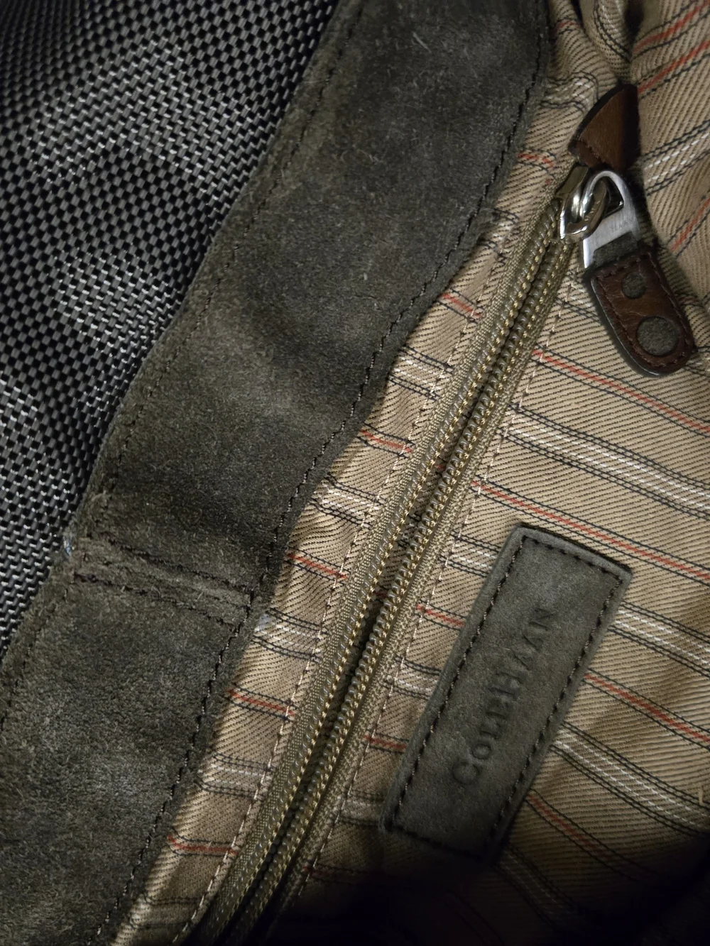 Cole Haan Black Messenger Laptop Bag with Brown Trim